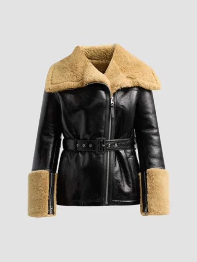 Mackage Women's Eileen Shearling Leather Jacket In Black Toffee