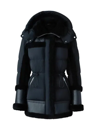 Mackage Women's Lilibeth Mixed-media Shearling Down Parka In Black