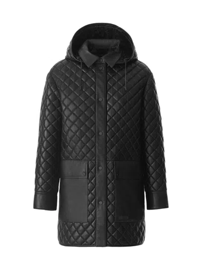 Mackage Litzy Quilted Hooded Leather Jacket In Black