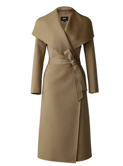 Mackage Women's Mai Belted Light Wool Coat In Light Camel In Green