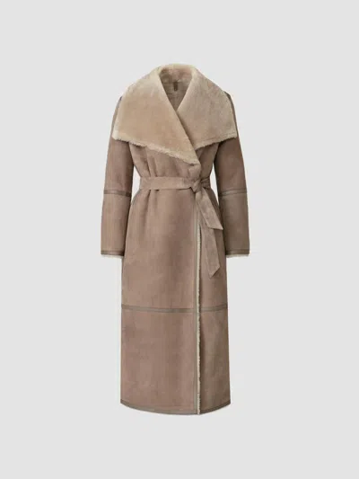 Mackage Women's Marian Leather & Shearling Reversible Wrap Coat In Truffle Taupe