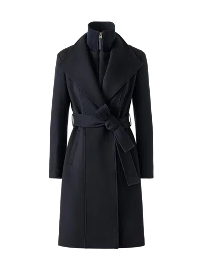 Mackage Norita Belted Wool Coat In Blue