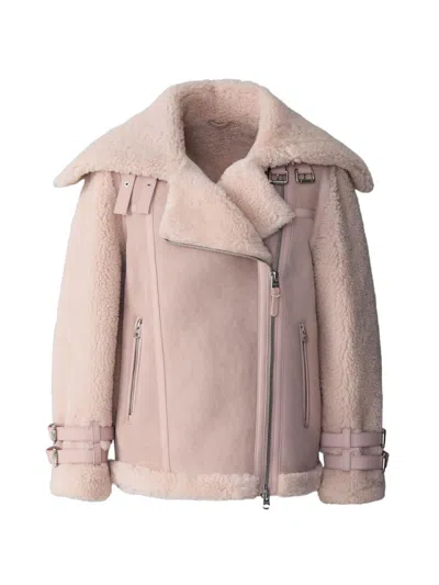 Mackage Women's Rhoslyn Suede & Shearling Moto Jacket In Pink