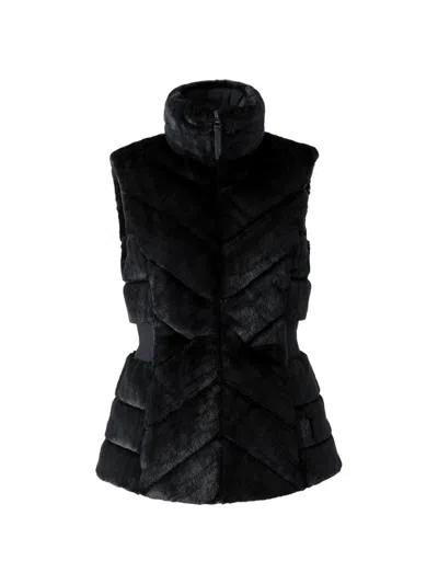 Mackage Twiggy Faux Fur Quilted Down Vest In Black