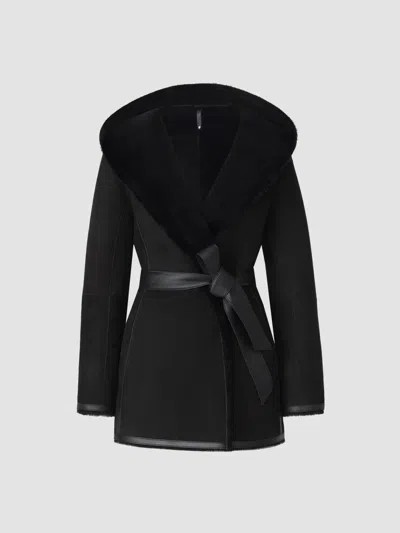 Mackage Women's Valencia Leather & Suede Reversible Wrap Coat In Black