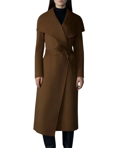 Mackage Wool & Leather Wrap Coat In Black