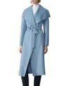 Mackage Wool & Leather Wrap Coat In Blue