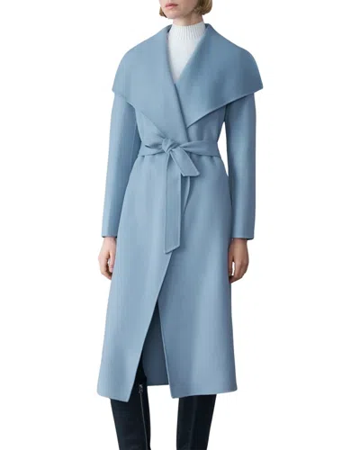 Mackage Wool & Leather Wrap Coat In Blue