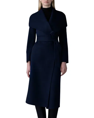 Mackage Mai Wool Belted Wrap Coat In Navy