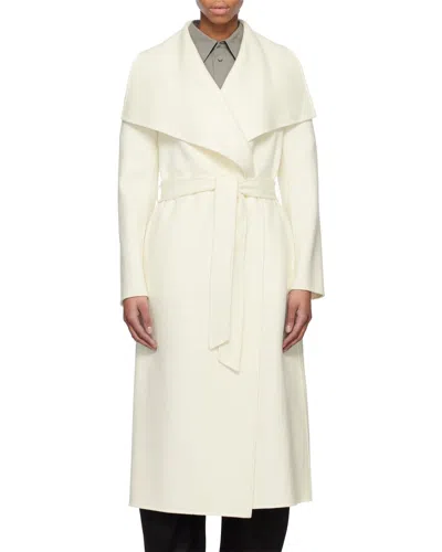 Mackage Wool & Leather Wrap Coat In White