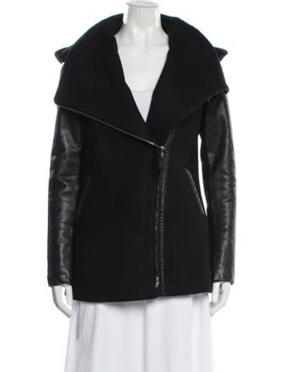 Pre-owned Mackage Wool Biker Jacket In Black