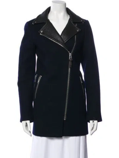 Pre-owned Mackage Wool Biker Jacket In Blue