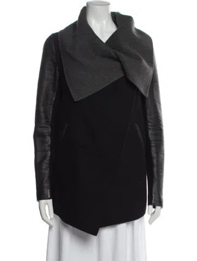 Pre-owned Mackage Wool Colorblock Pattern Biker Jacket In Black