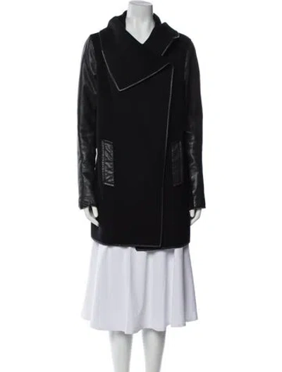 Pre-owned Mackage Wool Faux Fur Coat In Black