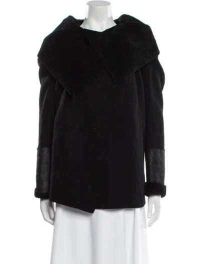Pre-owned Mackage Wool Faux Fur Coat In Black
