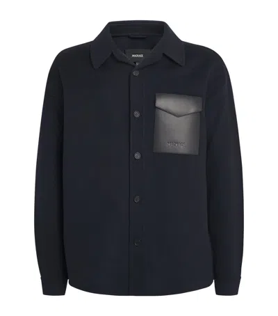 Mackage Wool Leather-trim Emmanuel Overshirt In Blue