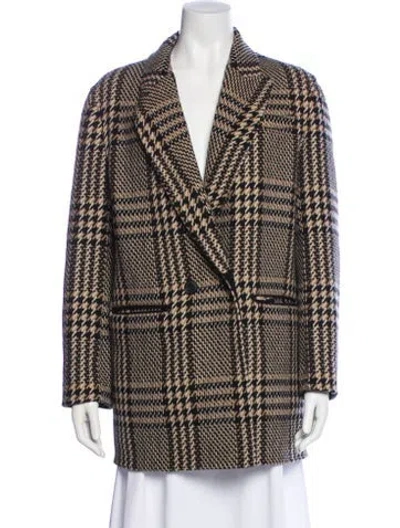 Pre-owned Mackage Wool Plaid Print Coat In Black