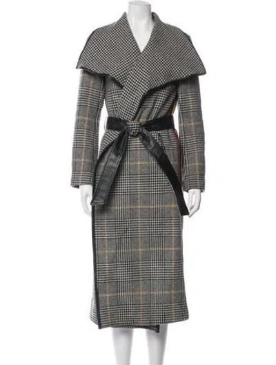 Pre-owned Mackage Wool Plaid Print Coat In Black