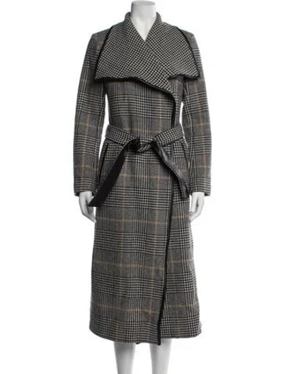 Pre-owned Mackage Wool Plaid Print Coat In Black