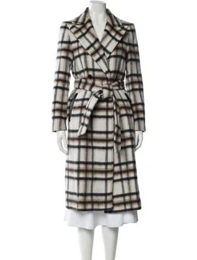 Pre-owned Mackage Wool Plaid Print Coat In White
