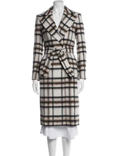 Pre-owned Mackage Wool Plaid Print Coat In White