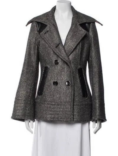 Pre-owned Mackage Wool Tweed Pattern Peacoat In Grey