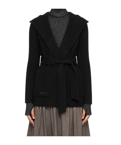 Mackage Wool Wrap Coat With Belt In Black