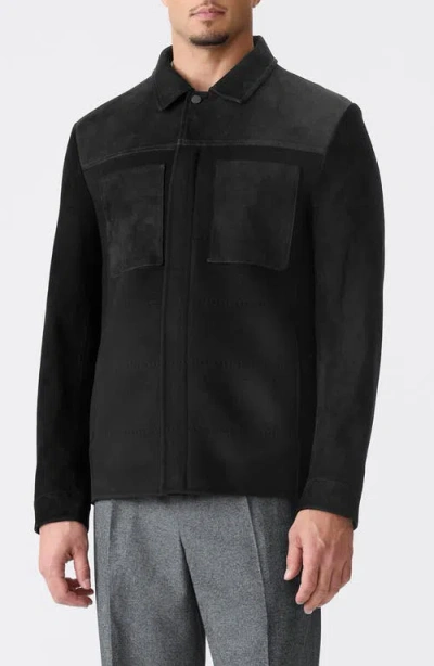 Mackage Wylder Mixed Media Shirt Jacket In Black