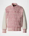 Mackage X Roller Rabbit Kid's Nels Varsity Bomber Jacket In Pink