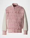 Mackage X Roller Rabbit Kid's Nels Varsity Bomber Jacket In Pink