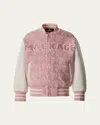 Mackage X Roller Rabbit X Roller Rabbit Kid's Nels Varsity Bomber Jacket In Purple
