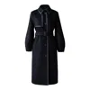 Mackage Zeva Leather-trim Wool Trench Coat In Black