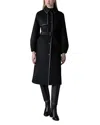 Mackage Zeva Leather-trim Wool Trench Coat In Black