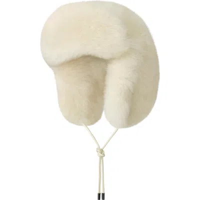 Mackage Zorica Genuine Shearling Aviator Hat In Off White