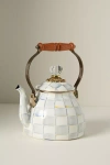 Mackenzie-childs Mackenzie Childs Sterling Check Enameled Steel 2-quart Tea Kettle In Neutral