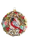 Mackenzie-childs Mackenzie Childs 2025 Cardinal Wreath Glass Ornament In Multi