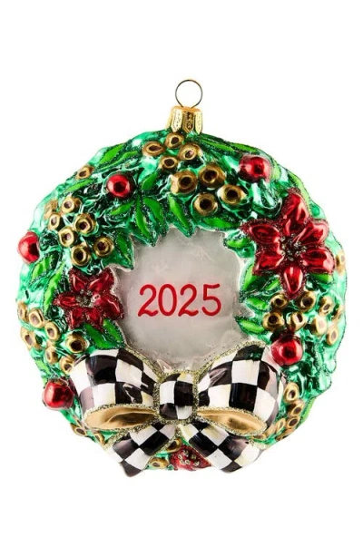 Mackenzie-childs Mackenzie Childs 2025 Christmas Holly Wreath Glass Ornament In Multi