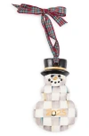 Mackenzie-childs Mackenzie Childs 2025 Sterling Check Snowman Ornament In Gray