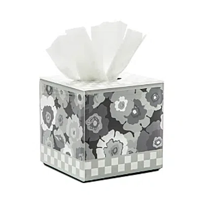 Mackenzie-childs Always Flowers Boutique Tissue Box Cover In Gray