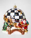Mackenzie-childs Around The World Santa Glass Ornament