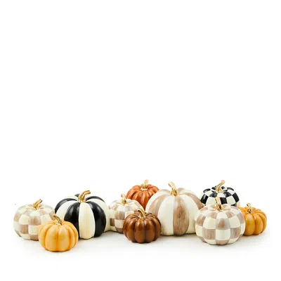 Mackenzie-childs Autumnology Check & Stripe Pumpkin Cluster In Multi