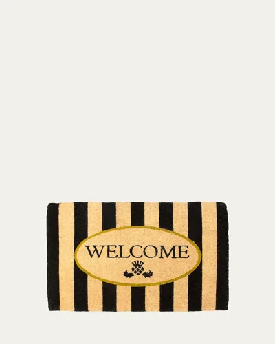 Mackenzie-childs Awning Stripe Welcome Mat In Cream