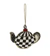 Mackenzie-childs Beaded Courtly Check Teapot Tree Decoration In Black