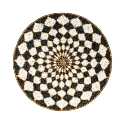 Mackenzie-childs Black & Ivory Kaleidoscope Placemat In Black/ivory