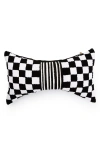 Mackenzie-childs Mackenzie Childs Black Check Bow Throw Pillow In Black