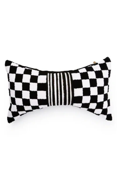 Mackenzie-childs Mackenzie Childs Black Check Bow Throw Pillow