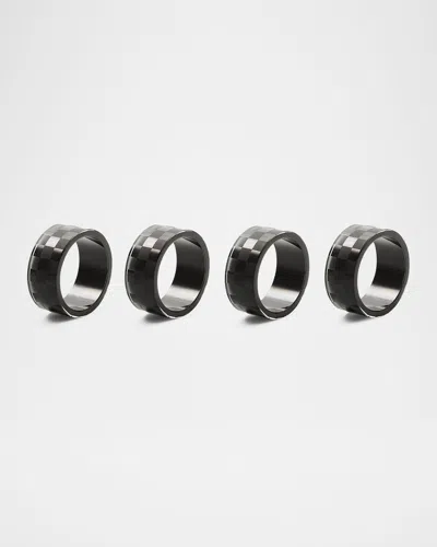 Mackenzie-childs Black Check Napkin Ring, Set Of 4