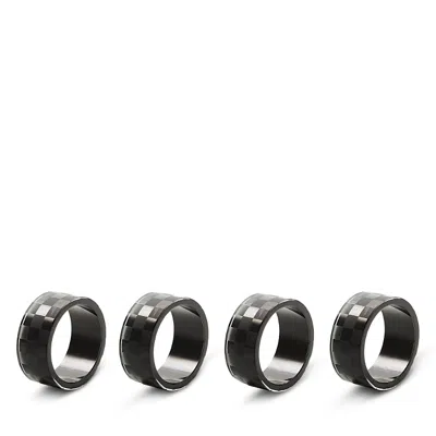 Mackenzie-childs Black Check Napkin Rings, Set Of 4