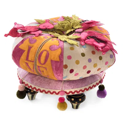 Mackenzie-childs Bleeding Hearts Footstool In Multi