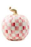 Mackenzie-childs Mackenzie Childs Bubblegum Pink Check Large Pumpkin In Multi